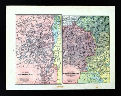 c1890 Cram Map Adirondack Lake Placid NY White Face Mountains Mt. Washington NH - Image 1 of 3