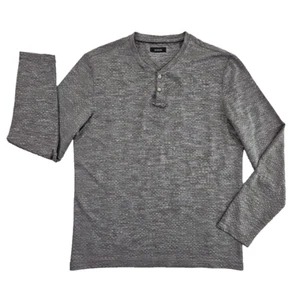 Alfani Textured Knit Long Sleeve 3-Button Henley Grey Shirt Men's M Medium EUC - Picture 1 of 15