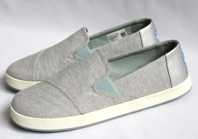 TOMS Niñas Grandes Talla 5.5 Avalon Mocasín Gris Llovizna Micro Crosshatch Zapato Sin Cordones Foto 1 de 4
