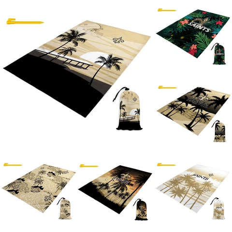 New Orleans Saints Beach Blanket Waterproof Beach Mat Lightweight Sandproof Mat Cover