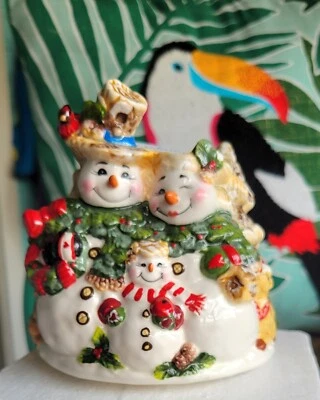 Новый домашний интерьер снеговик семьи свечи каппер Рождественская банка абажур керамический  - Изображение 1 из 4