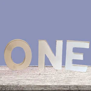 Alphabet Wall Decor, Craft, Large Wooden Letters O N E Distressed White 6" - Picture 1 of 13