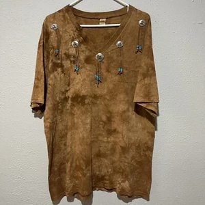 Vintage Womens Western One Size Tunic Blouse Top Vneck Cowgirl USA Made Concho - Picture 1 of 9