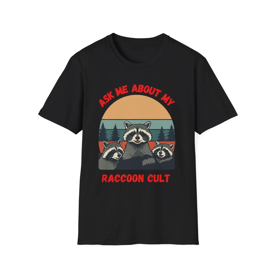 Raccoon Cult Unisex T-Shirt, Graphic Tee, Animal Lover Gift, Funny Tee, - Image 1 of 1