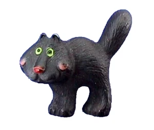 Hallmark Pin Halloween Vintage CAT BLACK Kitty GREEN EYES Tail Up Holiday As Is - Picture 1 of 2