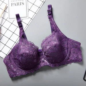 Thin Pads Women Bra Lingerie Deep V Lace Underwire Push Up Bralette 30-42A B C D - Picture 1 of 22