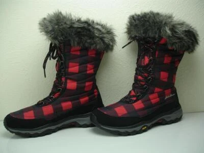 Botas Eddie Bauer Duck rojas negras a cuadros impermeables aisladas piel sintética para mujer 7,5 Foto 1 de 4