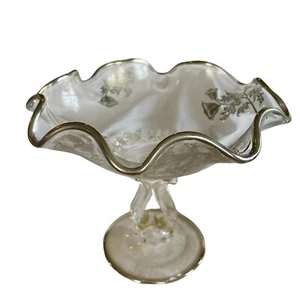 Plato de compota de colección Silver City Flanders superpuesto vidrio amapola 6,5" caramelo Art Nouveau - Imagen 1 de 16
