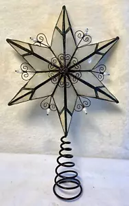 Capiz Muschel Stern Weihnachtsbaumspitze schwarz 3D Schnörkel Draht 6 Spitz Stern 11" H - Bild 1 von 2