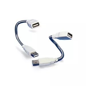 Cavo 8 pollici USB 2.0 collo d'oca cromato flessibile maschio a femmina - bianco - Foto 1 di 1