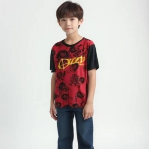 ❤️ rock the house OZZY Kids Red and Black Graphic T-Shirt M - Picture 1 of 8