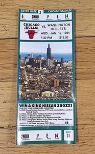 Chicago Bulls 1994 Ticket Stub Bulls Vs. Washington Bullets Full Ticket Jan. 19  - Picture 1 of 2