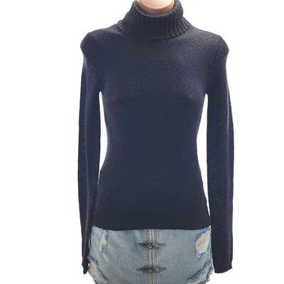 SAKS FIFTH AVENUE Black Sparkle Lightweught Turtleneck Sweater XS - Image 1 of 3