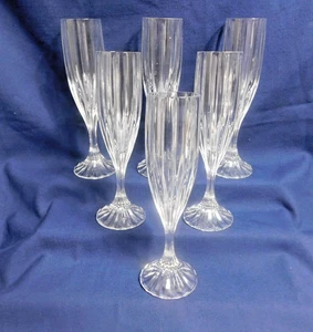H7 - Mikasa Lead Crystal Germany Park Lane Fluted Champagne Glasses Lot of 6 - Picture 1 of 6