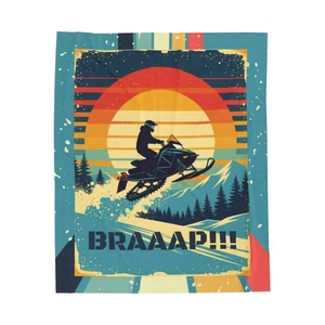 Manta de felpa de terciopelo moto de nieve trineo tiro retro puesta de sol 30x40" 50x60" 60x80" - Imagen 1 de 13