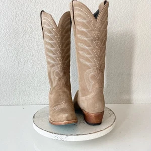 Lane SQUASH BLOSSUM Womens Cowboy Boots 9 Latte Suede Western Cowgirl Mid Calf - Foto 1 di 11