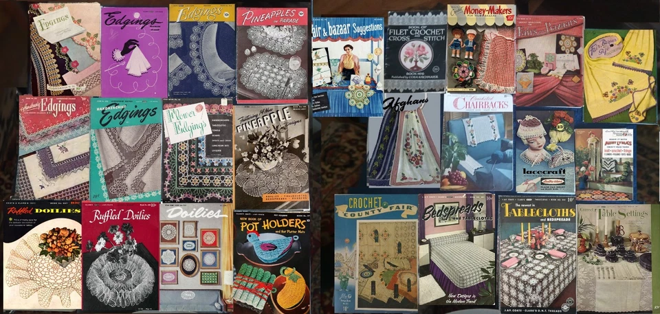Lote de 25 libros de ideas y revistas vintage surtidos de ganchillo, tejido, punto de cruz Foto 1 de 1