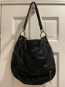 OrYany Lucy Hobo-Stil Tasche Krokodil schwarz geprägtes Lackleder. 100% Leder - Bild 1 von 22