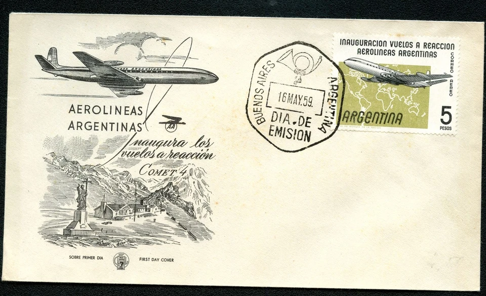 Argentine FDC #1117 AEROLINEAS ARGENTINA 1959 - Image 1 of 1