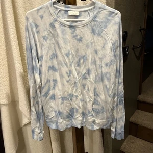 Lucky Brand Women Sweatshirt Large Blue Tie Dye French Terry Pullover - Picture 1 of 6