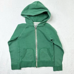 J Crew Crewcuts Hoodie Kids 6/7 Green Waffle Full Zip Pockets Boys Girls - Picture 1 of 6
