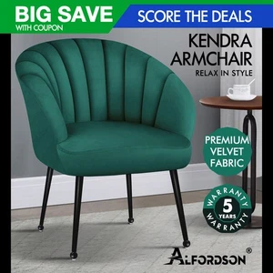 ALFORDSON Armchair Lounge Chair Accent Tub Chair Sofa Couch Velvet Green - Picture 1 of 10