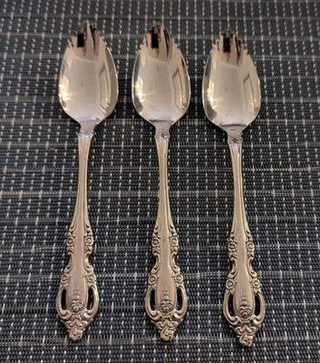 Conjunto de 3 colheres de aço inoxidável Oneida Community BRAHMS frutas cítricas toranja 5 7/8" - Imagem 1 de 4