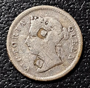 1884 Hong Kong 5 Cents Chopmarked - Picture 1 of 2