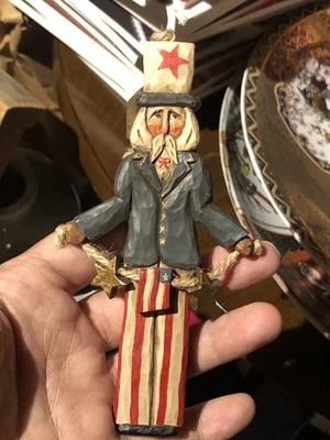 Tío Sam Estrellas Patrióticas Rayas Bandera Rojo Blanco Azul 6 Pulgadas Adorno Foto 1 de 4