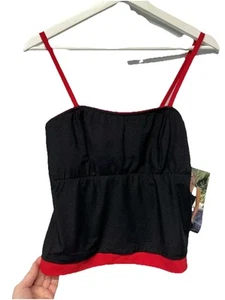 Carol Wior Traje Delgado Negro Rojo Recortado Tankini Top Sujetador Acolchado Top NUEVO TALLA M 8/10 - Imagen 1 de 9