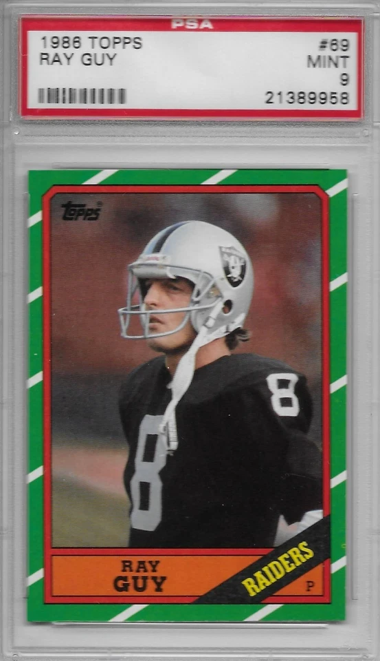 1986 TOPPS # 69 RAY GUY (RARE) OAKLAND RAIDERS (ONLY 5 HIGHER) PSA 9 MINT - Image 1 of 1