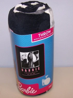 Barbie Edición Limitada Como Estás 46x60 pulgadas Negro Blanco Rosa Manta Foto 1 de 4