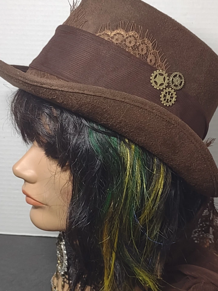 Sombrero Steampunk Ajustado Adulto Encaje Collar Talla Única Marrón Engranajes Coste de Juegos con disfraces Foto 1 de 4