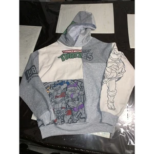 Nickelodeon Pullover Felpa con Cappuccio Uomo M Adolescente Mutante Tartarughe Ninja Grafica Grigio - Foto 1 di 8