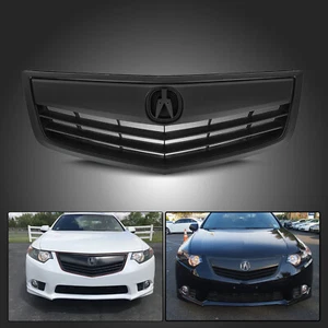 Fit For 11 2011 2012-2014 Acura TSX Matte Black Grill Front Bumper Upper Grille - Picture 1 of 11