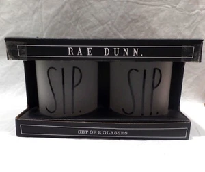 Rae Dunn Enchante Frosted Drinking Glasses SIP. Set of 2 Kitchen Bar Ware - Picture 1 of 8