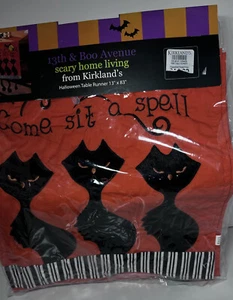 Halloween NARANJA Y NEGRO GATO BORDADO Y APLICADO MESA 13x83 Kirkland - Imagen 1 de 5