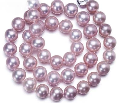 18 «10-11 мм натуральный южного моря круглый лаванда жемчуг ожерелье  - Изображение 1 из 3