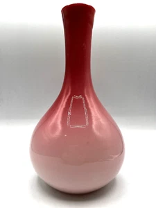 Vintage Glossy Peachblow Cased Glass Vase 10" - Picture 1 of 10