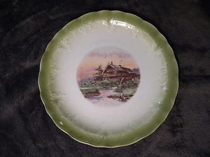 Antique WILLIAM BRUNT POTTERY W.B.P. Co 1892-1911, Creek side house with wheel - Picture 1 of 3
