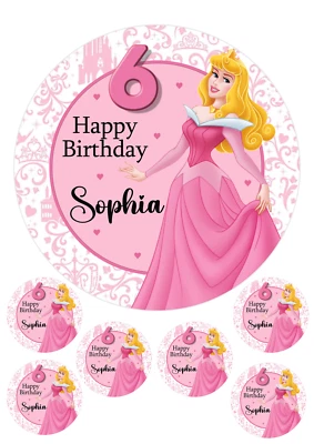 Personalised Princess Aurora  Edible Icing/Wafer Cake Toppers - Sleeping Beauty - Image 1 of 3