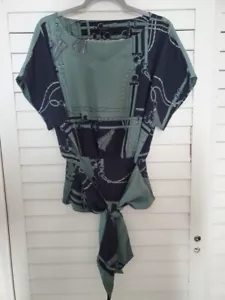 Ann Taylor Kurzarm grün blau Blouson Oberteil Gr. S - Bild 1 von 1