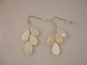 Sterling Silver, White Pear Shape Mother Of Pearl Earrings - Picture 1 of 4