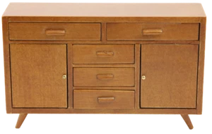 Dolls House Mid Century Modern Walnut Sideboard Cabinet JBM Miniature Furniture - Picture 1 of 11