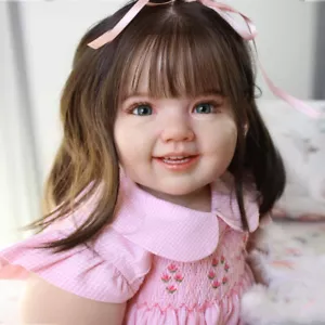 28inch Reborn Doll Already Finished Lovely Smile Girl Rooted Hair Cloth Body Toy - Picture 1 of 5