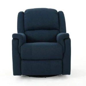 Unbranded Glider Recliner Swivel Wall Hugger NavyBlue Fabric Polyester Furniture - Picture 1 of 11