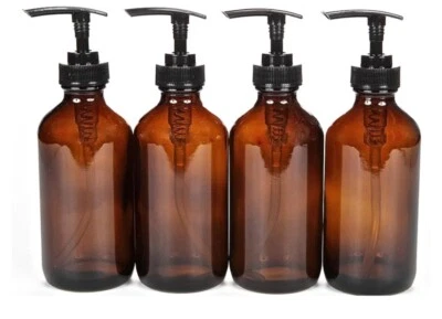 Vivaplex, (3+4)7Large, 8 oz, Empty, Amber Glass Bottles with Black Lotion Pum B4 - Image 1 of 4