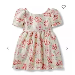 Janie and jack I AM GOLDEN METALLIC FLORAL DRESS Size 7 - Picture 1 of 4