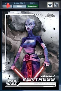9 Digital Topps Card, Star Wars Asajj Ventress Digital Card READ DESCRIPTION! - Picture 1 of 10