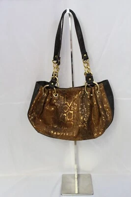 Сумочка Valerie Stevens коричневая металлик золото змеиная кожа замша хобо сумочка цепочка - Изображение 1 из 4